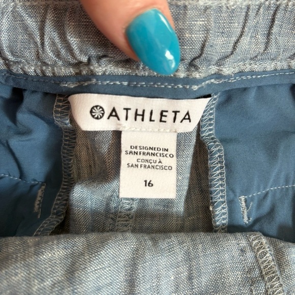 NWT Athleta Cabo Linen 4" Short Chambray Blue size 16 - Picture 2 of 7